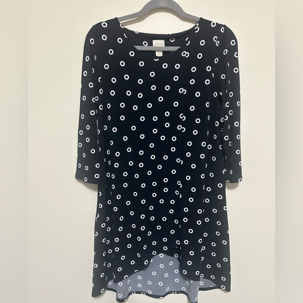 Chico's Tunic Dress Asymmetrical Hi-Low
Hem Black/white Size 0